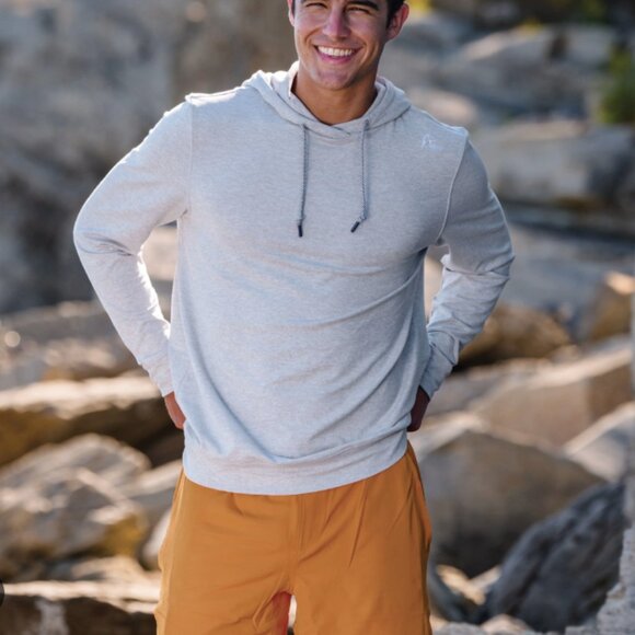 Rhoback | Men's Hesi Performance Hoodie Heather Grey Pullover Sweatshirt Size L - Picture 2 of 11